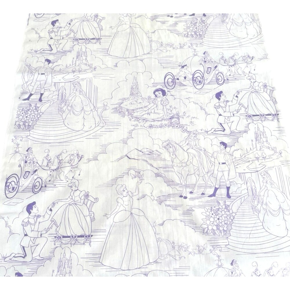 Disney Princess Fabric 5716 Toile Purple White Cotton Sparkle Glitter Springs 1y